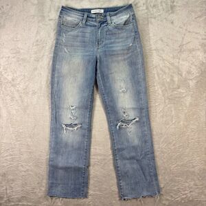 Flying Monkey Distressed Jeans Ripped Raw Hem Light Wash Denim Size 26